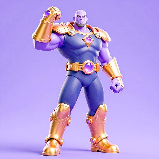 Mighty Purple Warrior in Armored Suit