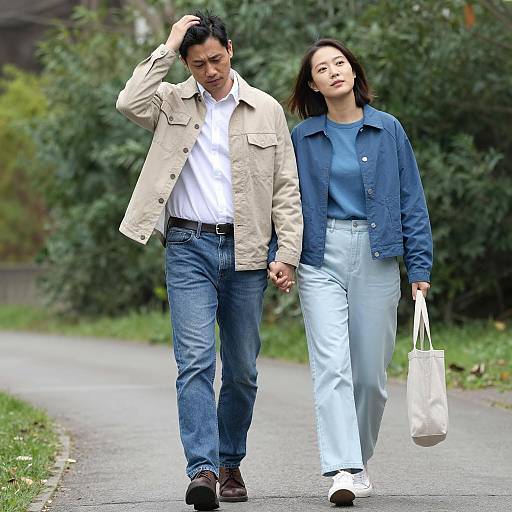 Couple Walking Hand in Hand Outdoors