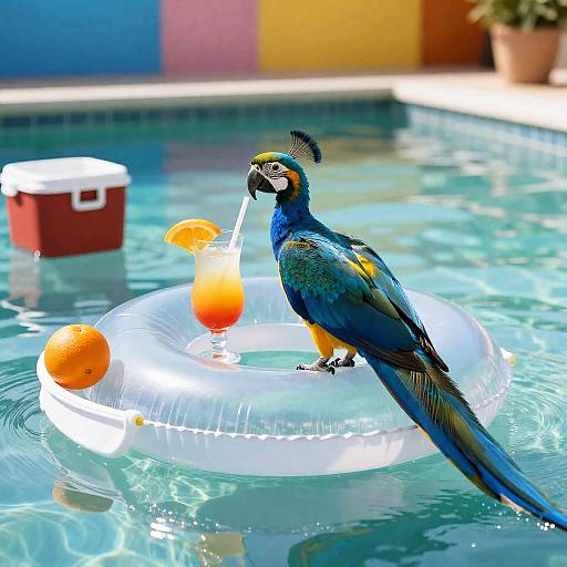 Tropical Parrot on Swim Ring