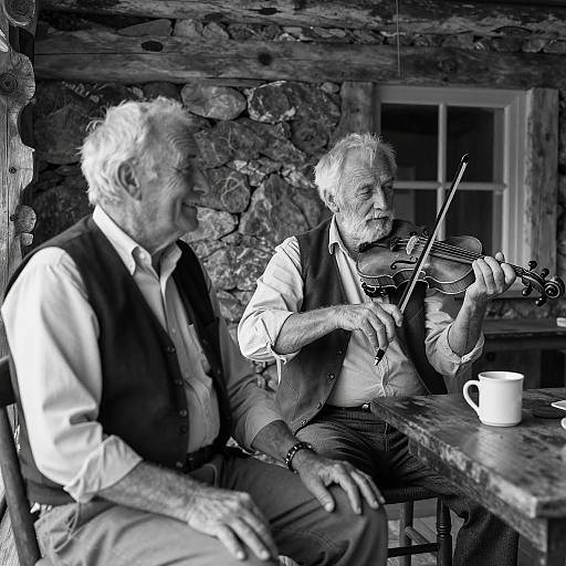 Elderly Men in Rustic Cabin Portrait