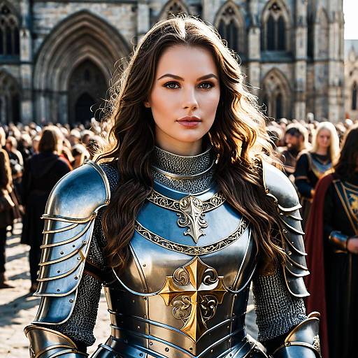 Female Knight in Ornate Medieval Armor
