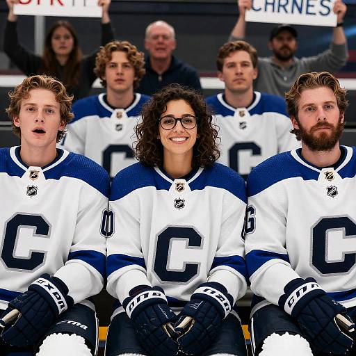 Excited Hockey Fans in the Stands