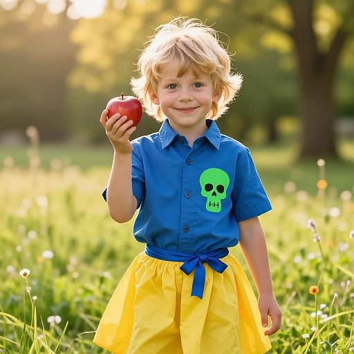 Cheerful Boy in Sunny Meadow