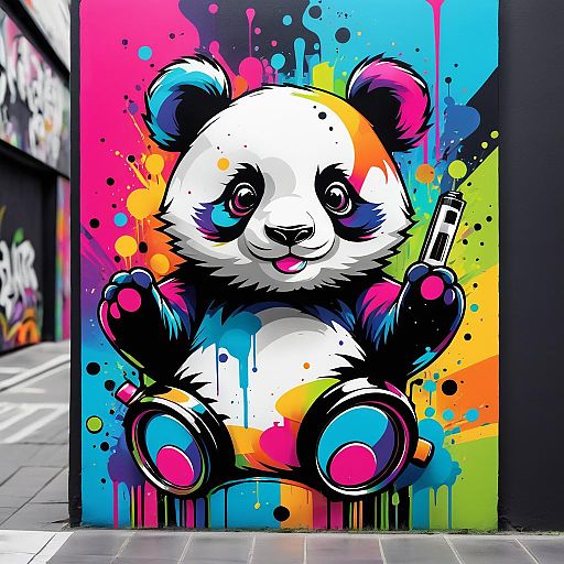 Vibrant Street Art Panda Illustration Vibrant Street Art Panda Illustration
