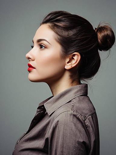 Realistic Profile of Woman with Brown Hair