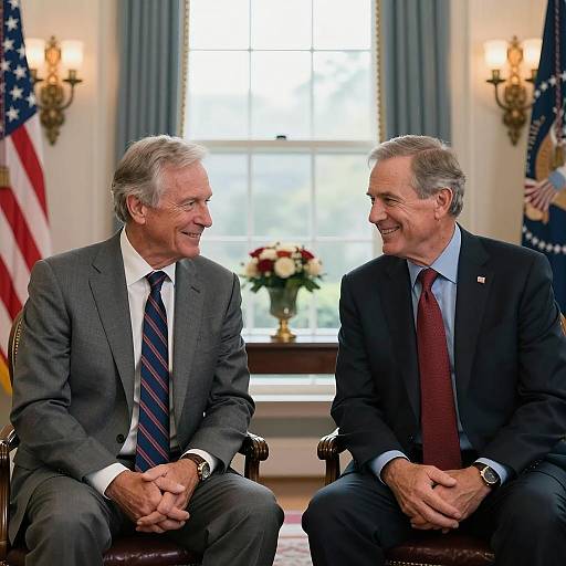 Friendly Business Meeting with Flags