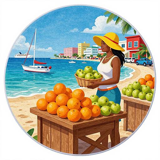 Vibrant Caribbean Market Beach Towel