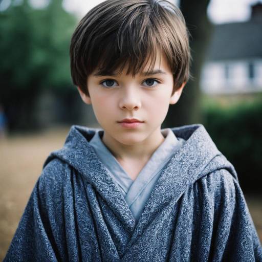 Young Boy in Grey Wizard Robe