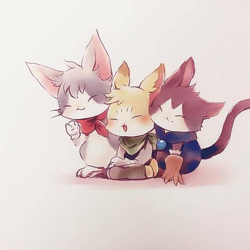 Illustration of Cait sith (ff7), final fantasy in the style of Hiyuu (hiyualice)