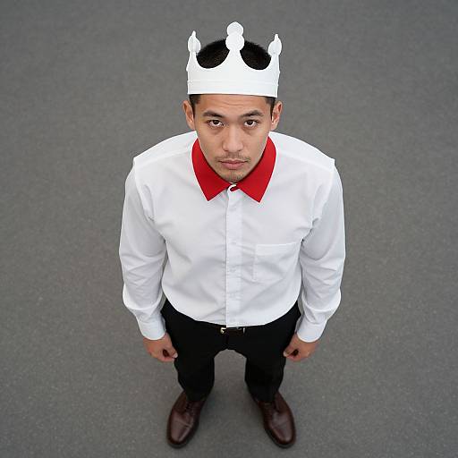Man in White Shirt and Crown