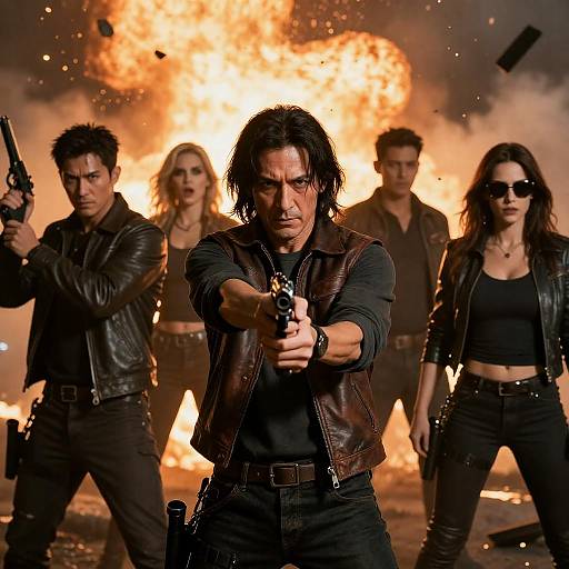 Dynamic Action Scene with Intense Characters