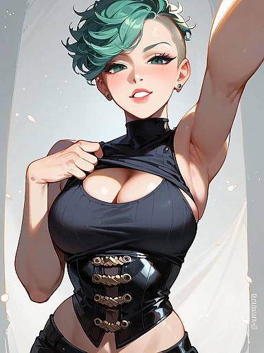 Sci-Fi Styled Woman in Black Corset Top