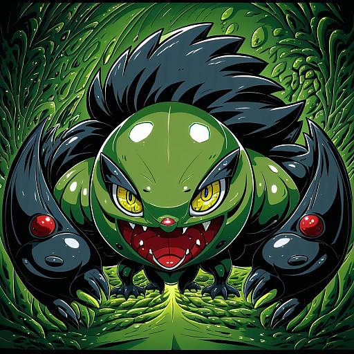 Illustration of Applin, pokemon in the style of Tukiwani