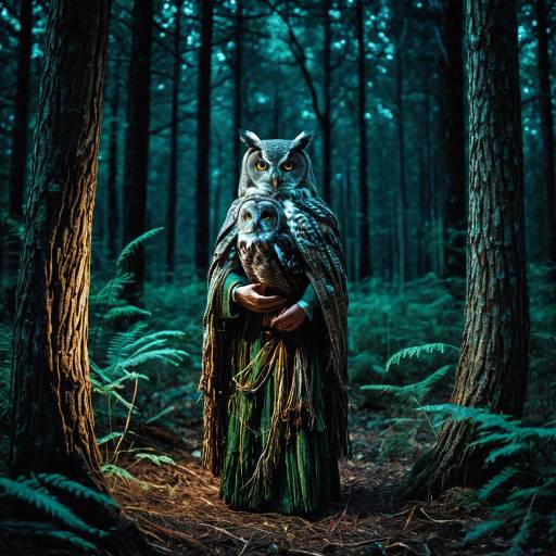 Forest Healer with Owl at Night Forest Healer with Owl at Night