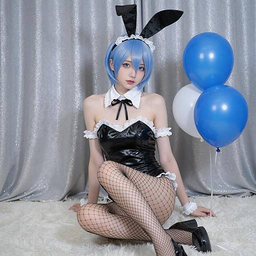 Blue-Haired Anime Bunny Girl