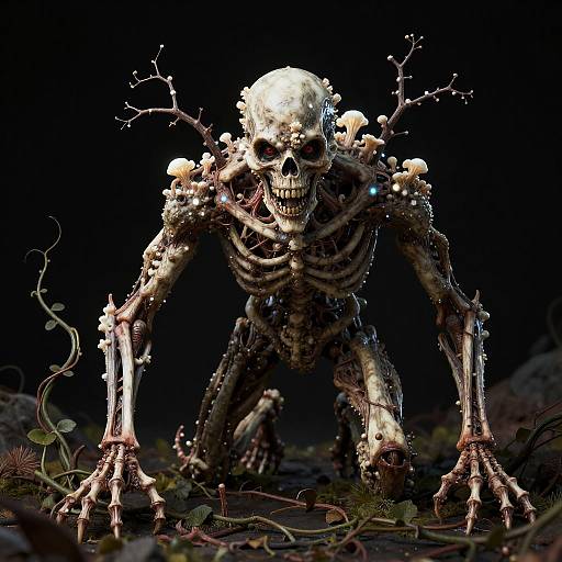 Glowing Fungal Humanoid in Vines