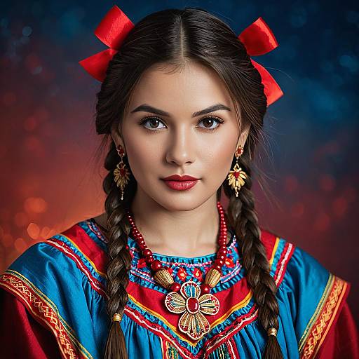 Young Woman in Traditional Mexican Attire