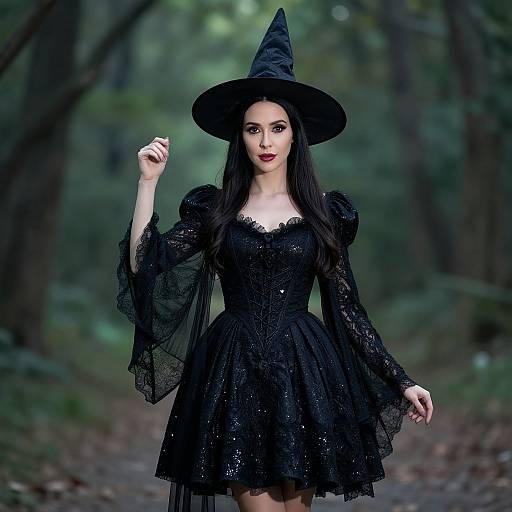 Young Woman in Wicked Witch Costume