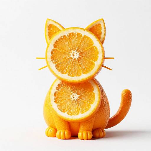 Hyper-realistic Orange Slice Cat Sculpture