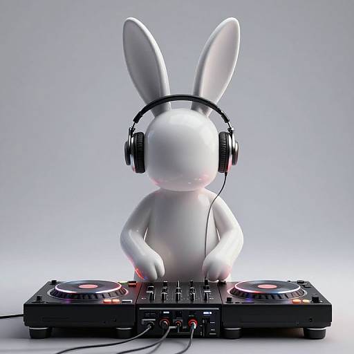 Photorealistic Minimalist Rave DJ Bunny