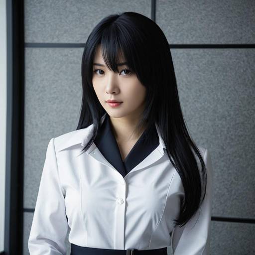 Woman in Sleek Dark Business Outfit