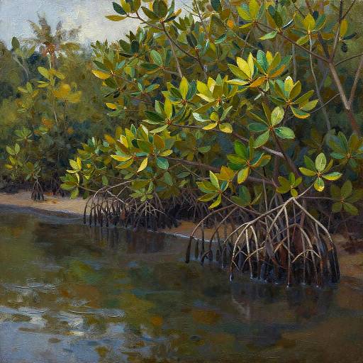 Secluded Mangrove Cove Oil Painting