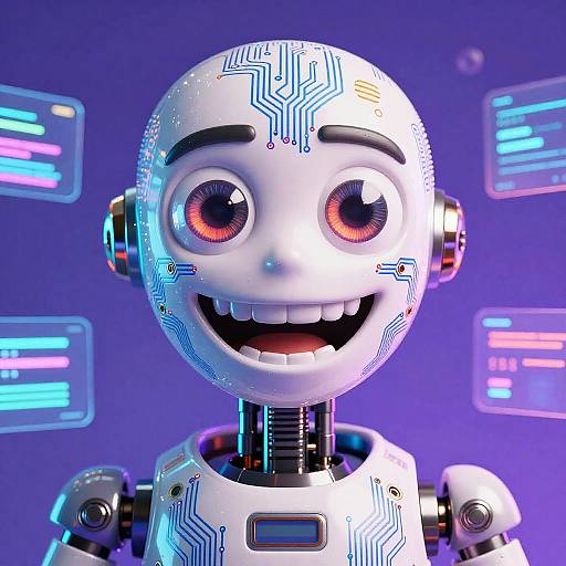 Android Caricature with Holographic Data