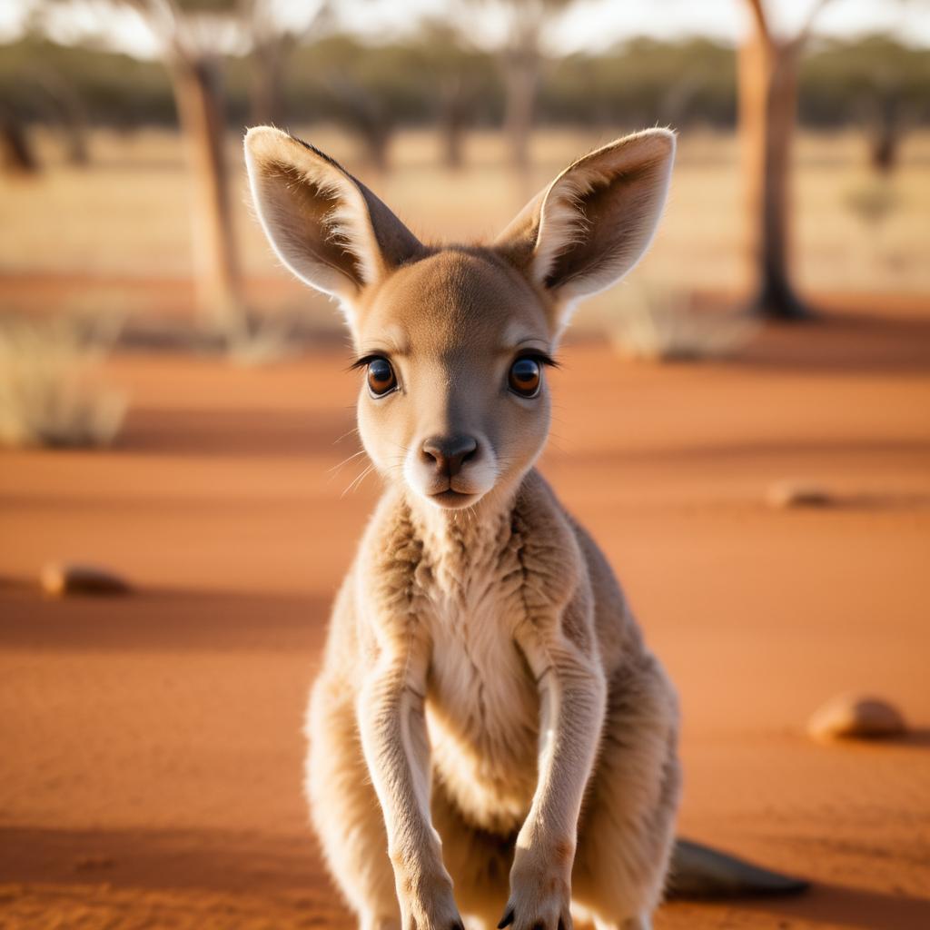 Cinematic Baby Kangaroo in the Outback