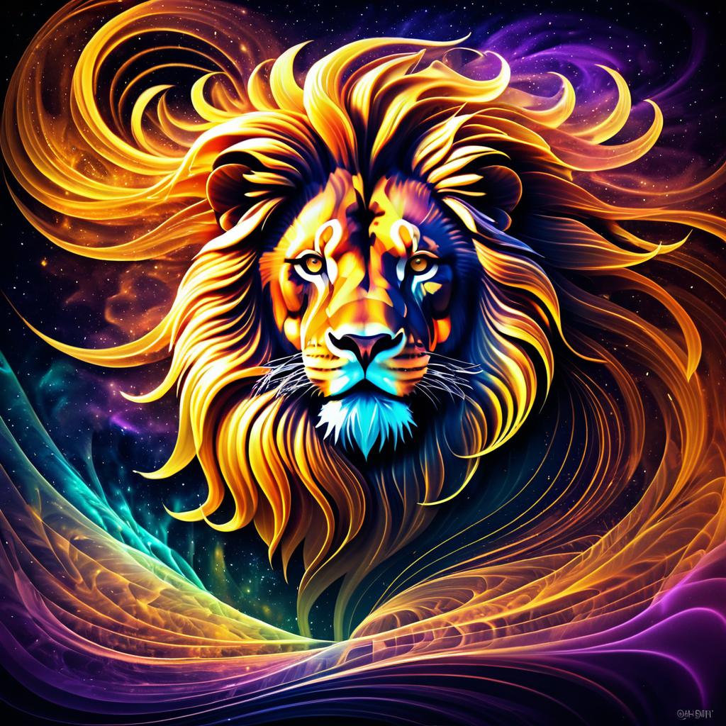 Majestic Lion in Ethereal Swirl Art