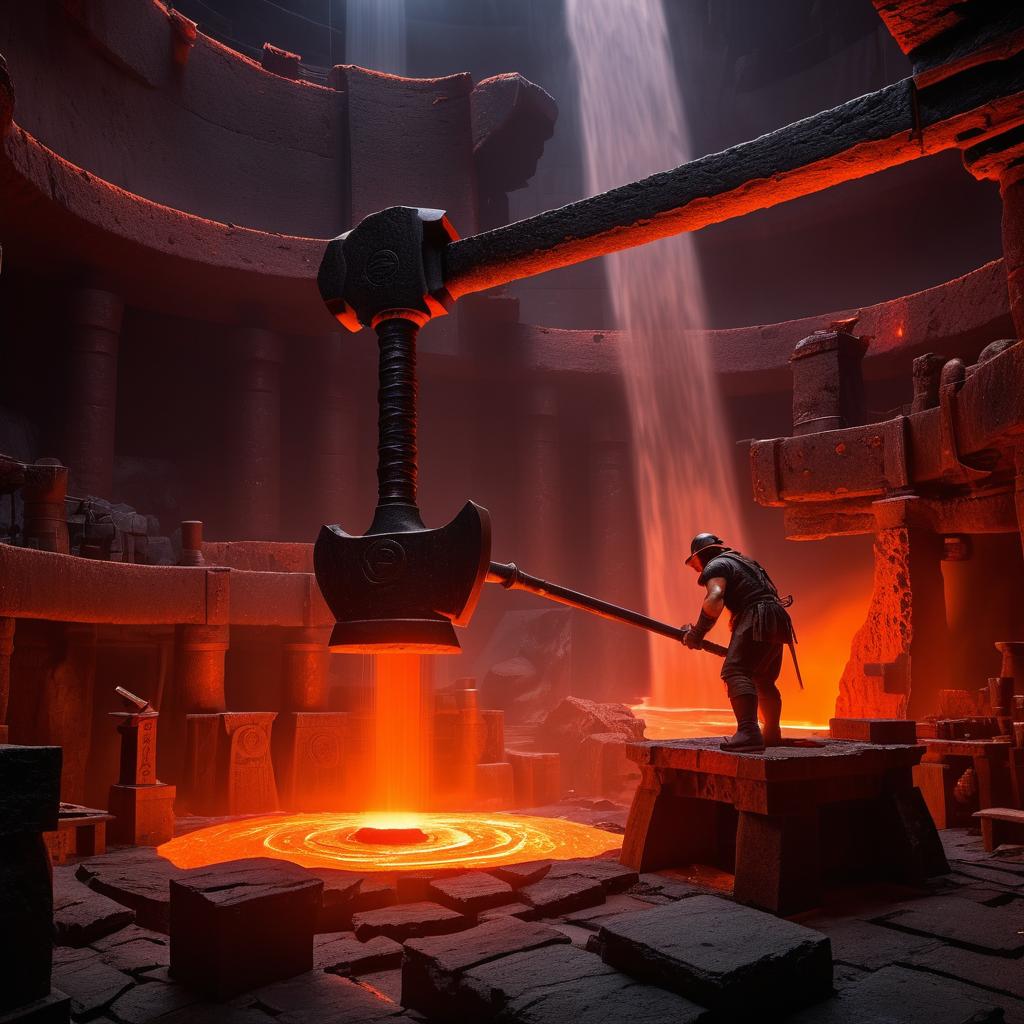 Colossal Blacksmith in Volcanic Workshop