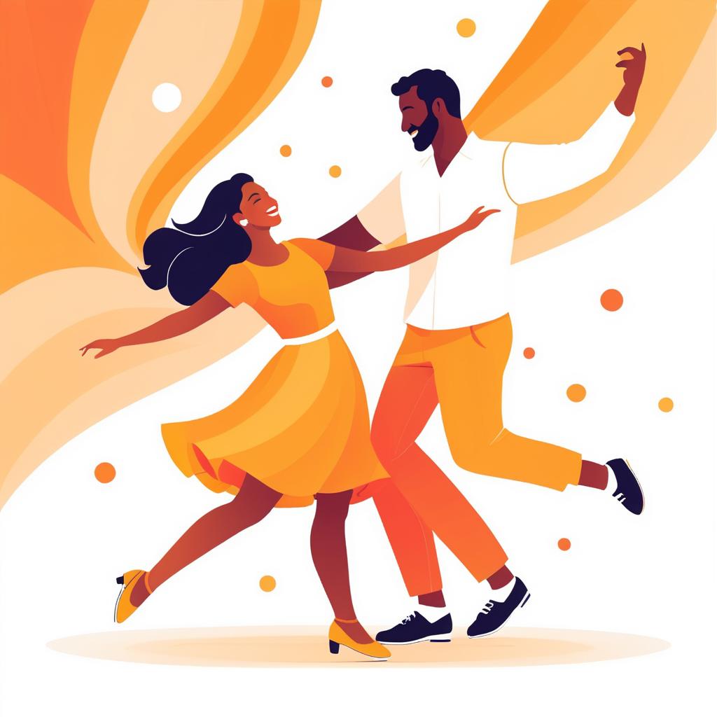 Joyful Couple Dancing in Warm Colors