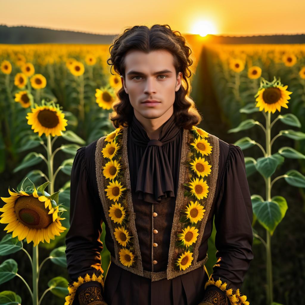 Elegant Portrait in a Sunflower Field