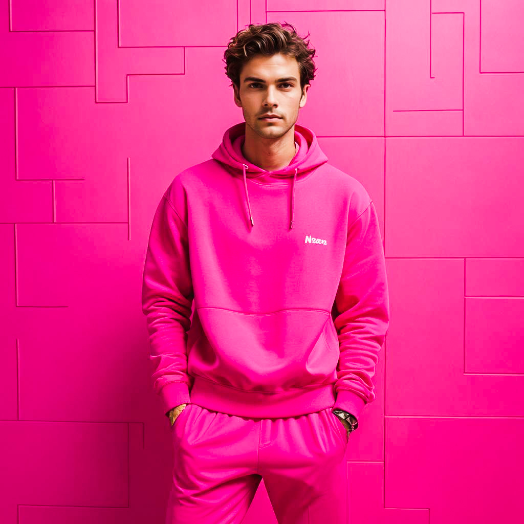 Vibrant Young Man in Bold Pink Outfit