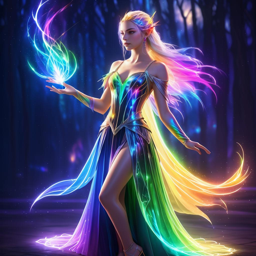 Elven Mage in Radiant Velvet Gown