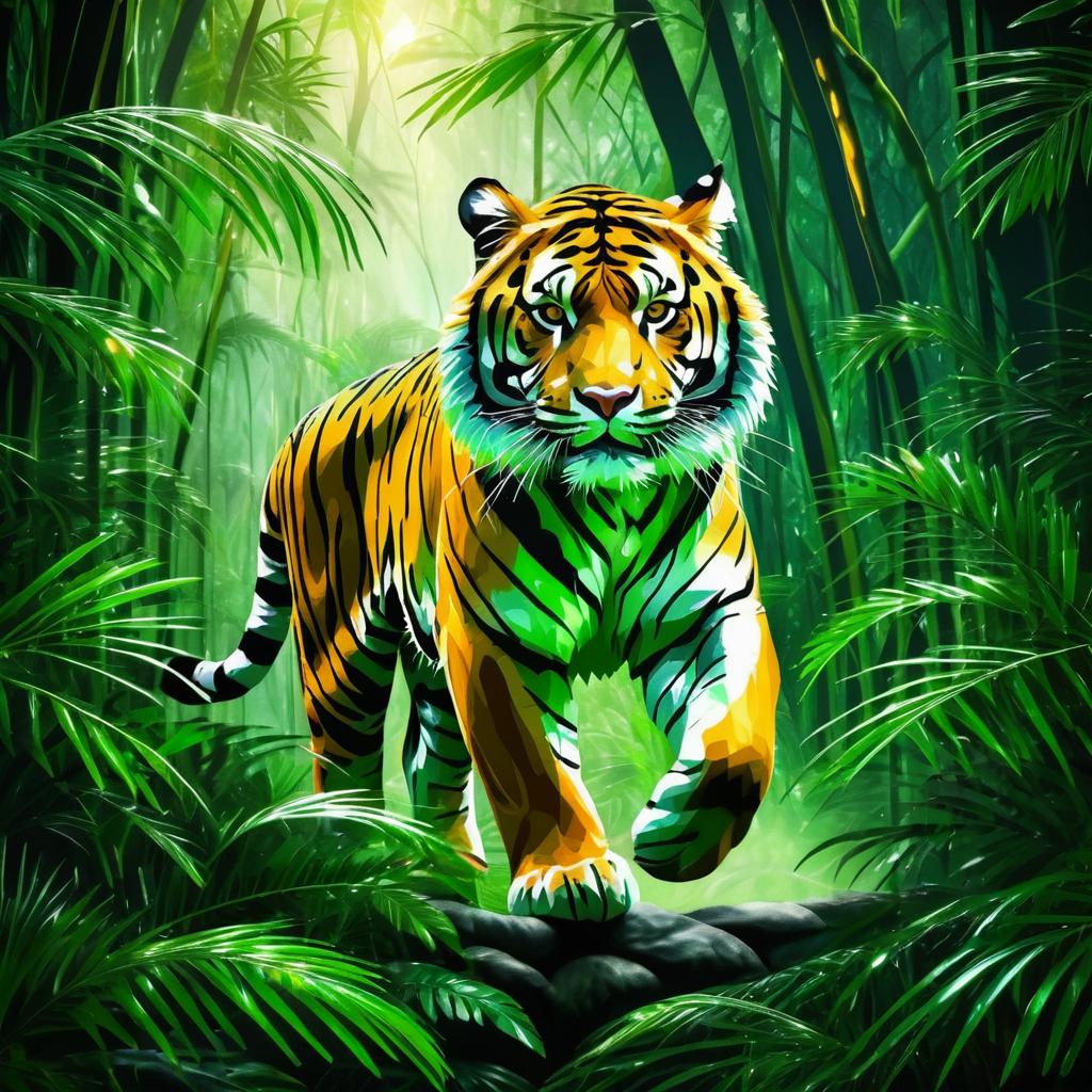 Realistic Jungle Tiger Encounter Illustration