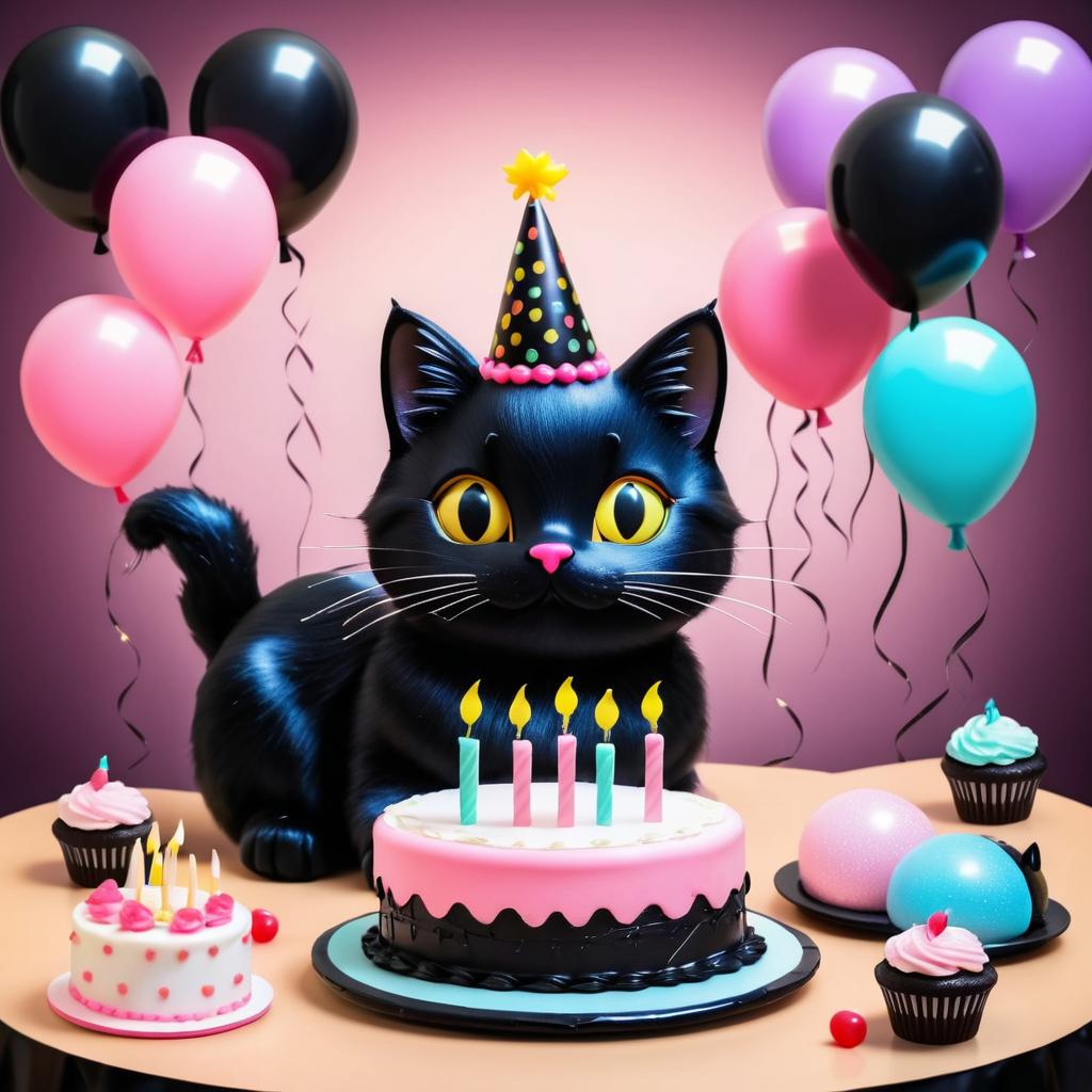 Festive Birthday Celebration for a Black Cat