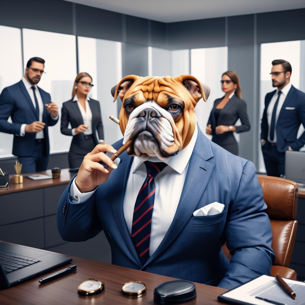 Corporate Bulldog: A Chic Office Scene