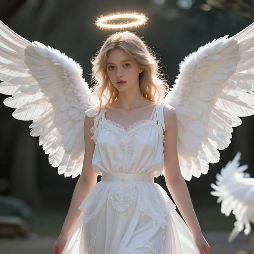 Elegant Female Angel with Halo