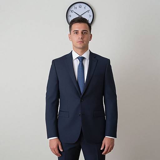 Man in Suit by Clock Wall