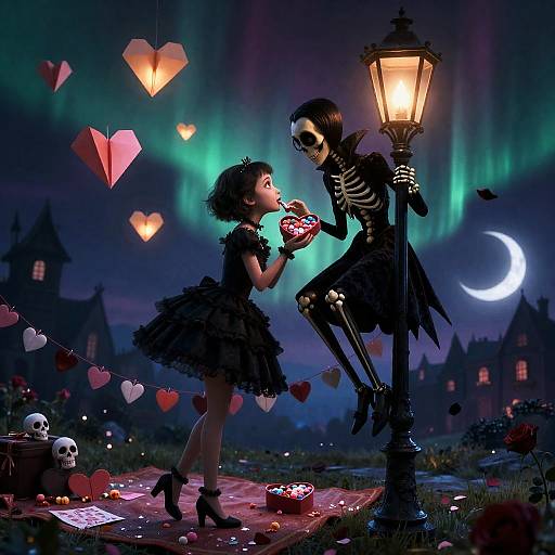 Whimsical Gothic Valentine’s Day Scene