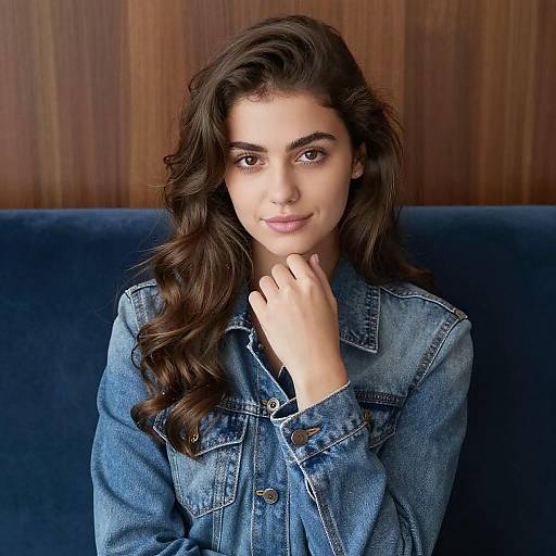 Young Woman on Velvet Couch