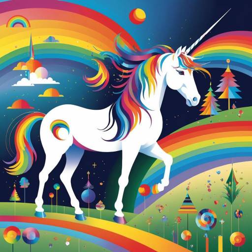 Surreal Rainbow Unicorn Illustration
