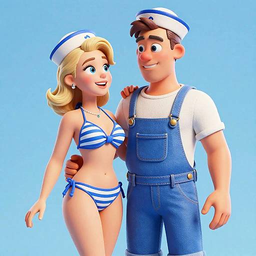 Cinematic Pin-Up Sailor Summer Romance