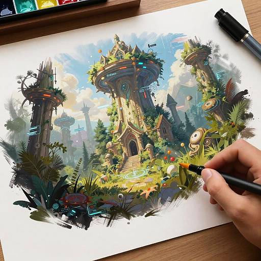 AI-Generated Cyberpunk Fantasy Scene