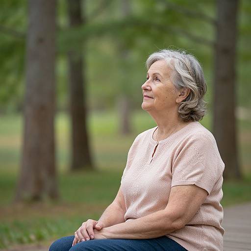 Senior Woman Relaxing Outdoors Peacefully
