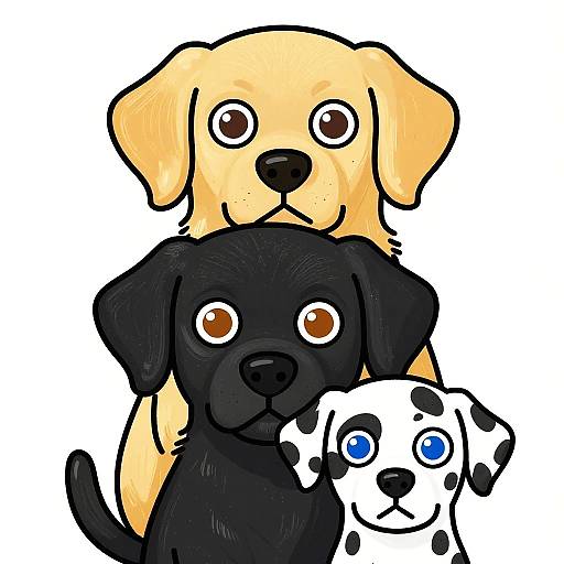 Playful Cartoon Puppies Trio