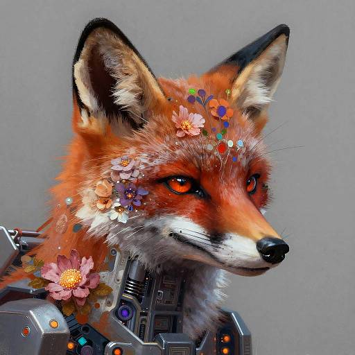 Cyberpunk Mechanized Fox Portrait