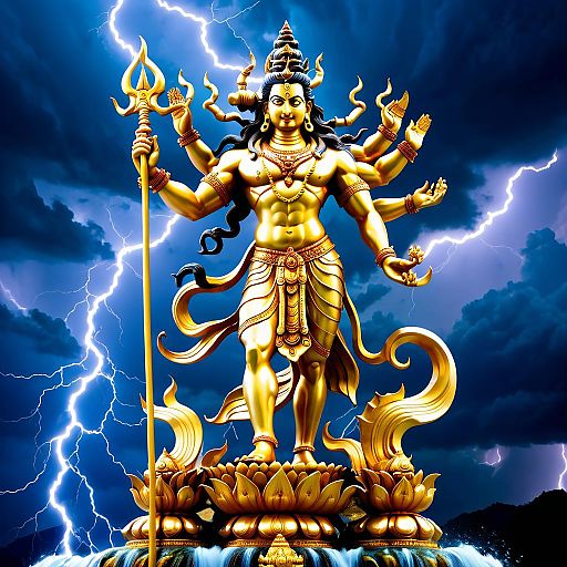 Statue of Hindu God Shiva with Lightning