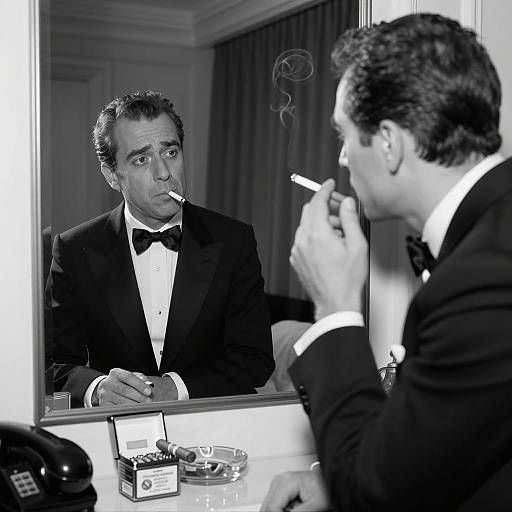 Reflective Moment in Black-and-White