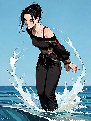 Stylish Woman in Water Splash